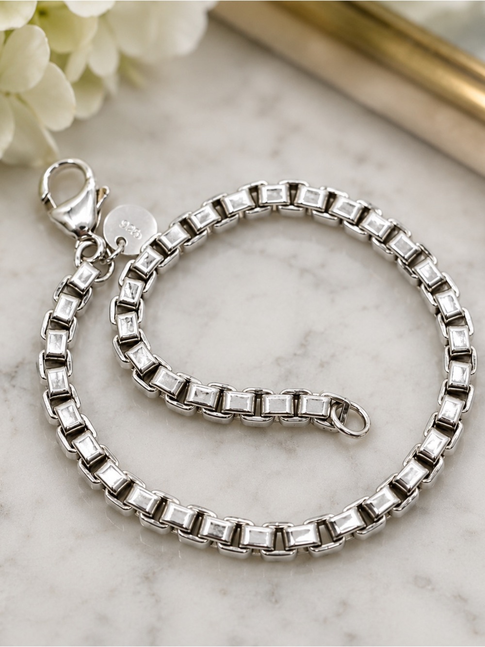 Tiffany & Co Venetian Link Bracelet Sterling Silver 925 Box Chain Jewelry